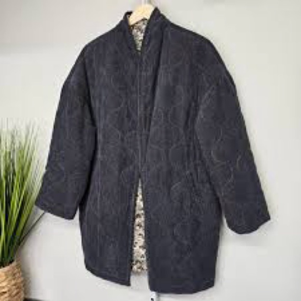 Current Air Reversible Blue Quilted Corduroy Coat - Women's Size Medium